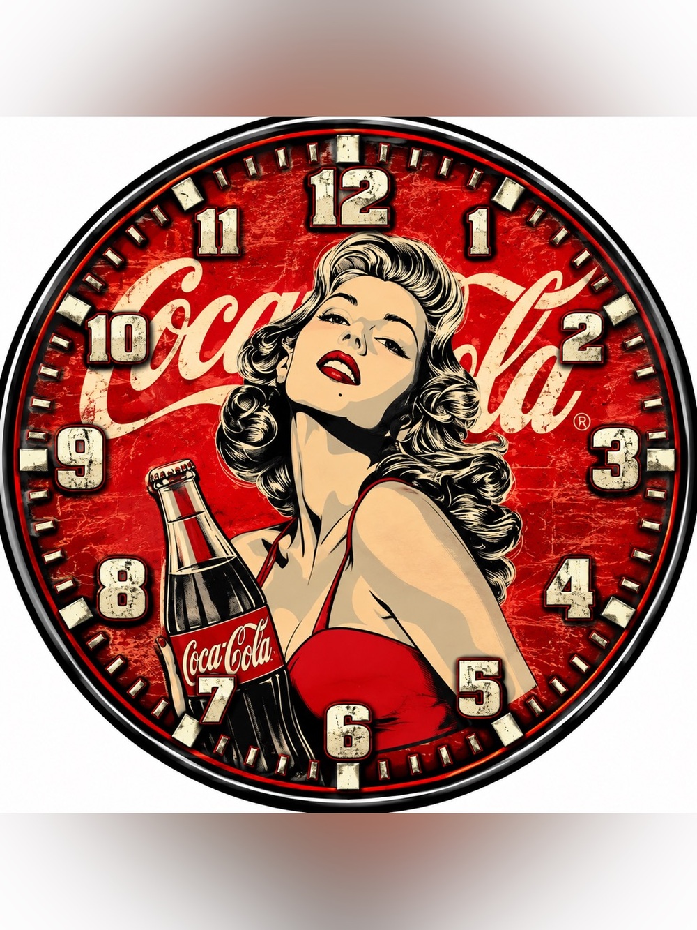 Coca Cola Red Pin-Up Vintage Style Wall Clock